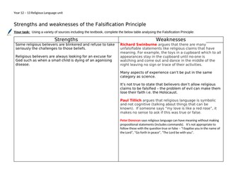 AQA Falsification Principle notes & workbook