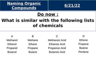 IGCSE Chemistry Organic Chemistry Lesson 2 Naming/Drawing Organic Compounds