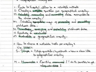 GCSE Geography AQA Fieldwork Ppaer 3