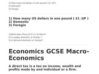 Macro Economics GCSE Flashcards