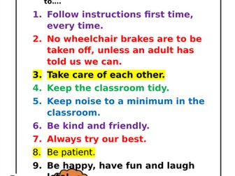 Our Class Rules (Special Needs School)