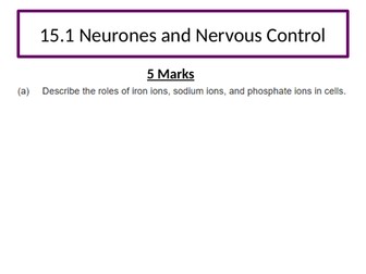 AQA A level Biology 15.1 Neurones and Nervous Control