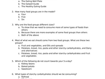 PSHCE: Nutrition Worksheets and Activities