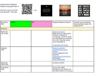 Feedback Sheet English Language EDEXCEL Paper 2