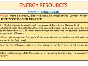 Energy Resources - Flip Learning Task (FLT 1)