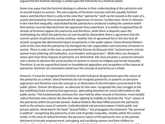 To what extent are Feminists united around the concept of the patriarchy? (A*)