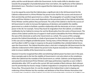 Evaluate the view that the Cabinet plays a limited role in UK Government (A*)
