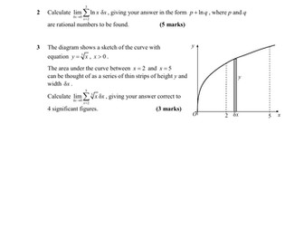Integration as the limit of a sum - Edexcel Pure Year 2 Textbook Exercise