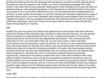 English Report Comments