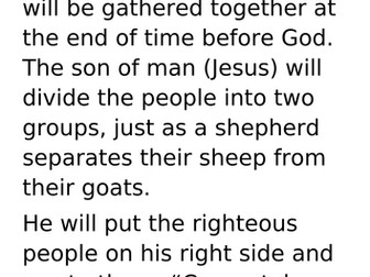 Y8 Parables: The sheep and the goats
