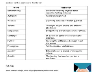 War Poetry Home Learning Booklet