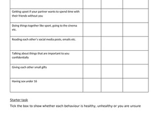 Unhealthy Relationships Coercion PSHE lesson