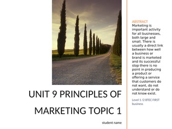 Unit 9 Principles of Marketing booklets