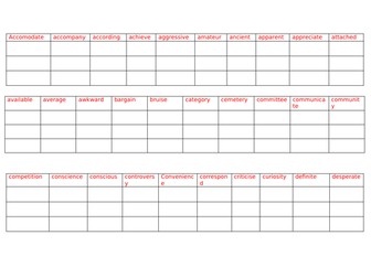 Year 5 and 6 spelling list- Dyslexia friendly