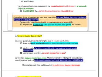 GCSE: AQA French Writing + Speaking Answers