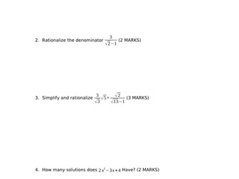 A Level Maths Basic Skills Test