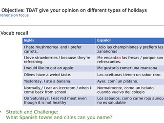 Theme 2 | GCSE Spanish | Types of holidays