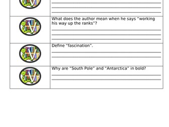 Shackleton's journey VIPERS reading comprehension