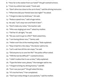 Reported speech exercises.