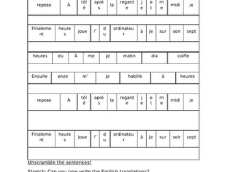 Daily Routine Worksheet Activities