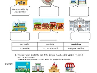 Ma Ville reading worksheets