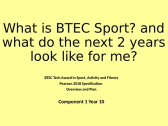 BTEC Tech Sport Activity and Fitness Unit of Work Component 1A