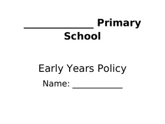 Early Years (EYFS) Policy - Subject Leader
