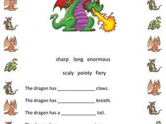 Describe a dragon- Literacy, description, adjectives