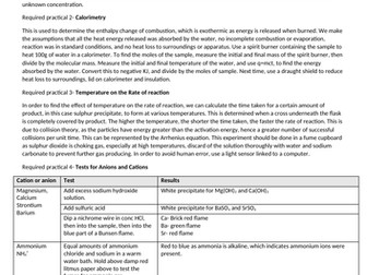 SUMMARY AQA CHEMISTRY PRACTICALS