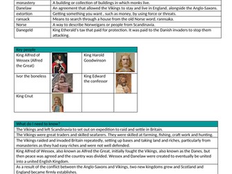 Anglo and Saxons knowledge organiser