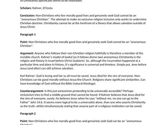 Religious Pluralism & Theology ESSAY PLANS- Philosophy & Ethics A Level OCR