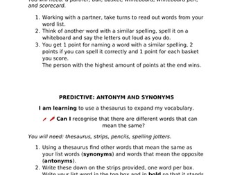 Spelling - Predictive Activities