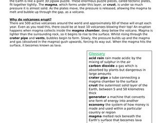 Volcanoes differentiated comprehension