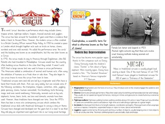 Circus Non-fiction comprehension