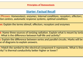 Homeostasis Lesson  1- Flip Learning Task Sheets