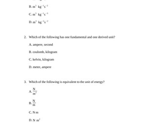 Topic 1.1 Measurements 10 MCQ for IB DP Physics Paper 1