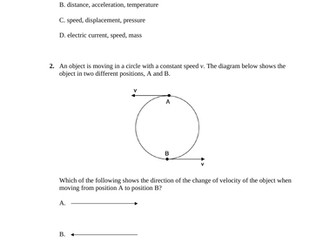 Topic 1.3 Vectors 10 MCQ for IB DP Physics Paper 1