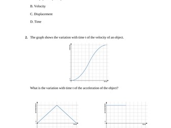 Topic 2.1 Motion 10 MCQ for IB DP Physics Paper 1