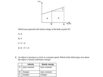 Topic 2.3 Work Energy and Power 10 MCQ for IB DP Physics Paper 1