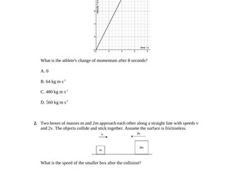 Topic 2.4 Momentum 10 MCQ for IB DP Physics Paper 1