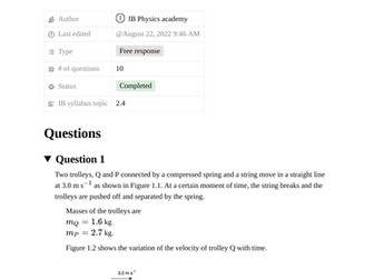 Topic 2.4 Momentum & Impulse 10 Questions for IB DP Physics Paper 2