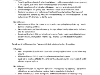 A* Edexcel politics UK Gov essay plans