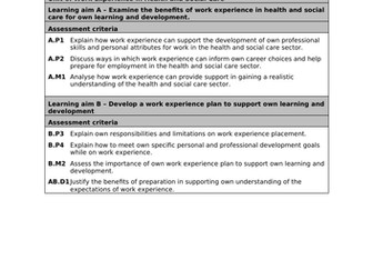 Guide for Unit 6 Work Experience (AG_3 form)