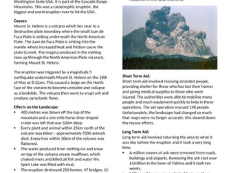 Mt St Helens eruption case study