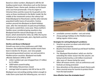 Blackpool tourism case study