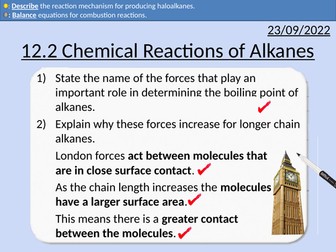 OCR AS Chemistry: Chemical Reactions of Alkanes