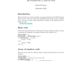 IB Computer Science - Pseudocode