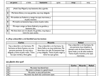 Physical description - Cómo eres - Family - Mi familia Spanish KS3