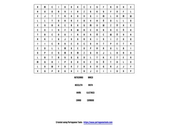 Transports (PT) - Sopa de Letras