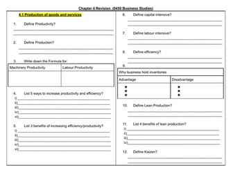 Operations management section 4 revision worksheet complete